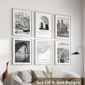 Art mural de la galerie de Toronto - lot de 6, photos noir et blanc de Toronto, affiches de Toronto, estampes de Toronto, Canada