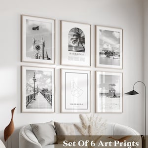 Arte mural de Barbados Gallery: juego de 6, fotografía en blanco y negro de Barbados, carteles de Barbados, impresiones de Barbados, Caribe