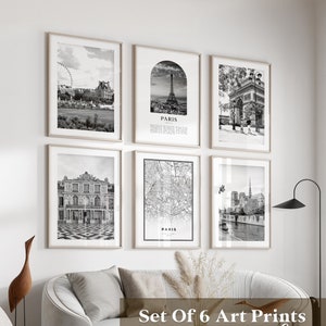 Paris Gallery Wall Art - 6er-Set, Paris Schwarzweißfoto, Paris Poster, Paris Drucke, Frankreich