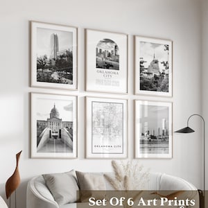 Oklahoma City Gallery Wall Art - 6er Set, Oklahoma City Schwarz Weiß Foto, Oklahoma City Poster, Oklahoma City Prints, Oklahoma