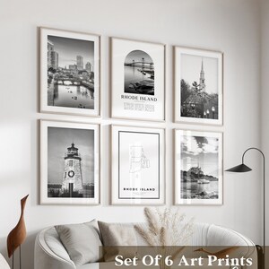 Rhode Island Gallery Wall Art - 6er-Set, Rhode Island Schwarzweißfoto, Rhode Island Posters, Rhode Island Prints, USA