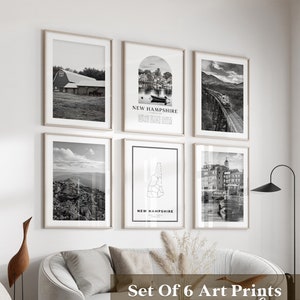 New Hampshire Gallery Wall Art - Set mit 6, New Hampshire Black und New Hampshire Photo, New Hampshire Posters, New Hampshire Prints, USA