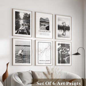 Amazon River Gallery Wall Art - Conjunto de 6, Foto em preto e branco do Amazon River, Pôsteres do Amazon River, Impressões do Amazon River, América do Sul