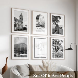 Nicaragua Gallery Wall Art - Set of 6, Nicaragua Black and White Photo, Nicaragua Posters, Nicaragua Prints, Central America