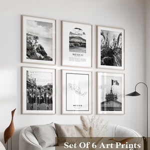 Art mural de la galerie du Mexique - Lot de 6, photos noir et blanc du Mexique, affiches du Mexique, estampes du Mexique, Amérique du Nord