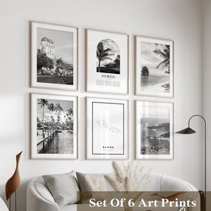Arte mural de Samoa Gallery: conjunto de 6 fotografías en blanco y negro de Samoa, pósteres de Samoa, impresiones de Samoa, Oceanía