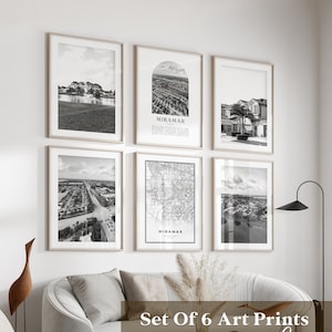 Miramar Gallery Wall Art - Set di 6, foto in bianco e nero di Miramar, poster di Miramar, stampe di Miramar, Florida