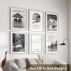Art mural de la galerie de la Jamaïque - lot de 6, photos noir et blanc de la Jamaïque, affiches de la Jamaïque, estampes de la Jamaïque, Caraïbes