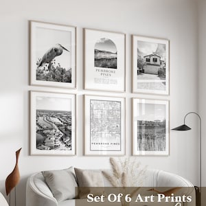 Pembroke Pines Gallery Wall Art - Set di 6, foto in bianco e nero di Pembroke Pines, poster di Pembroke Pines, stampe di Pembroke Pines, Florida
