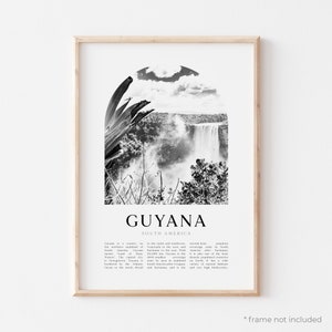 Impression d'art Guyane, affiche Guyane, photo Guyane, art mural Guyane, Guyane noir et blanc, Amérique du Sud | SA59M
