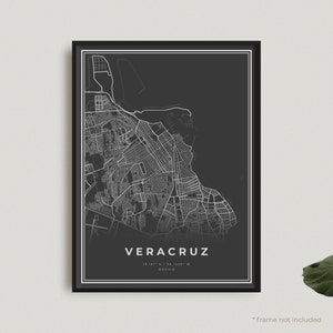 Veracruz Map Print, Veracruz Black Map Poster, Veracruz Dark Map Poster, Mexico, Home Office Decor, Housewarming Birthday Gift | BW468