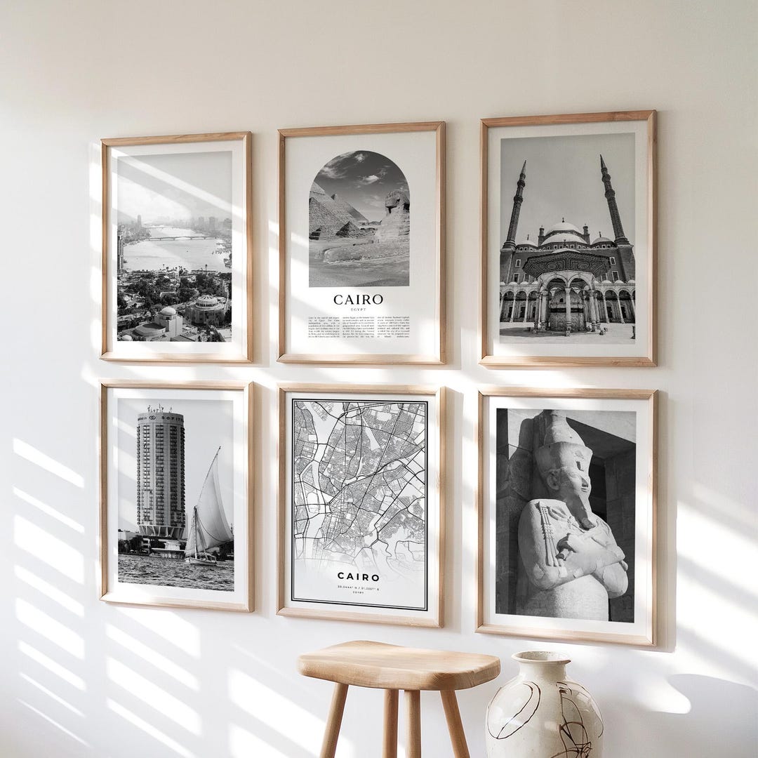 Cairo Gallery Wall Art - Set of 6, Cairo Black and White Photo, Cairo ...
