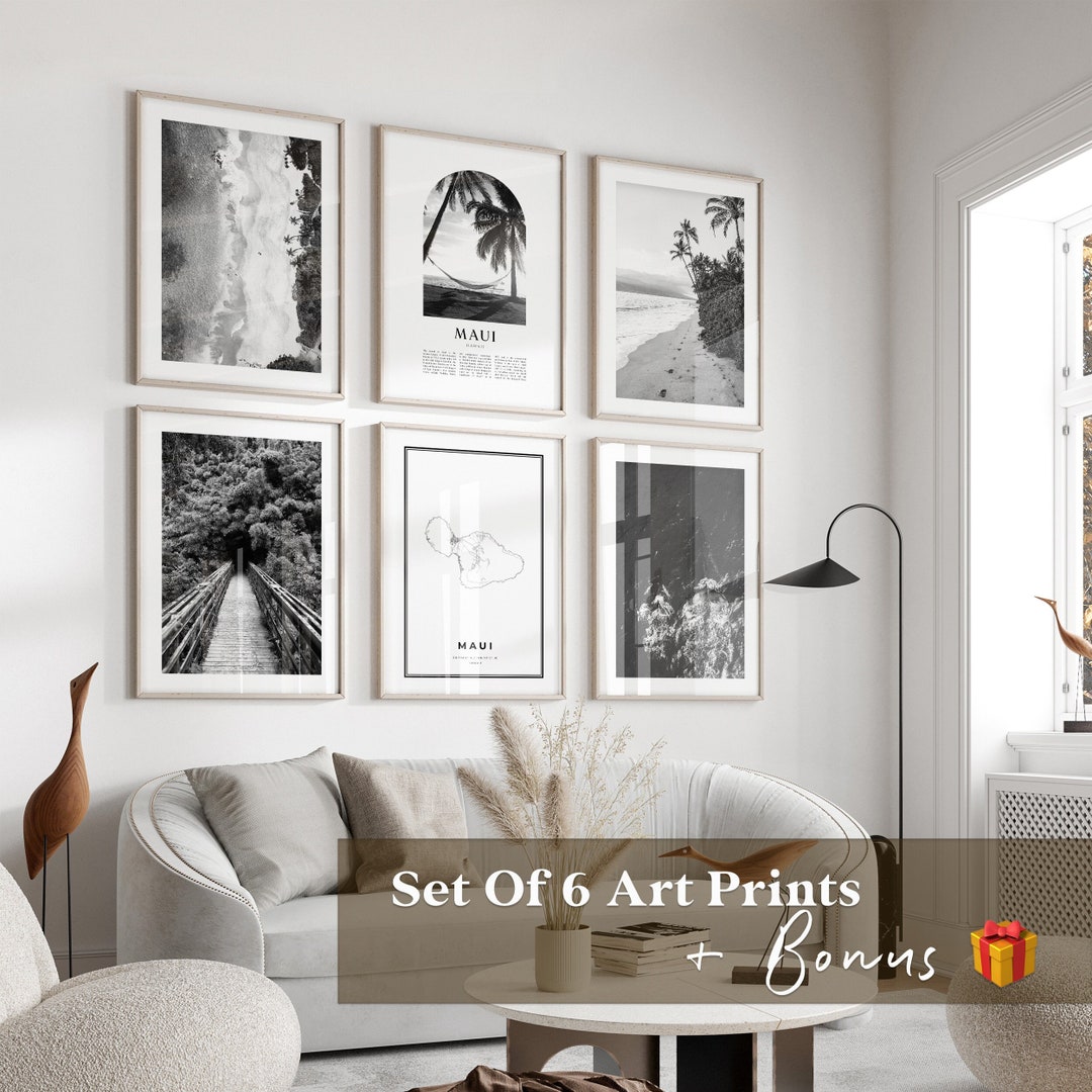 Maui Gallery Wall Art - Set of 6, Maui Black and White Photo, Maui ...