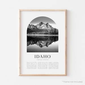 Idaho Art Print, Idaho Poster, Idaho Photo, Idaho Wall Art, Idaho Black and White, United States | NA94M