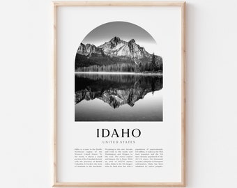 Idaho Art Print, Idaho Poster, Idaho Photo, Idaho Wall Art, Idaho Black and White, United States | NA94M