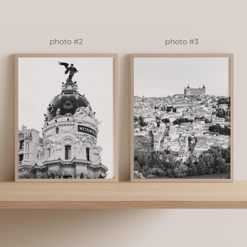 Spain Gallery Wall Art Set of 6 – Black and White Photo Prints image 5