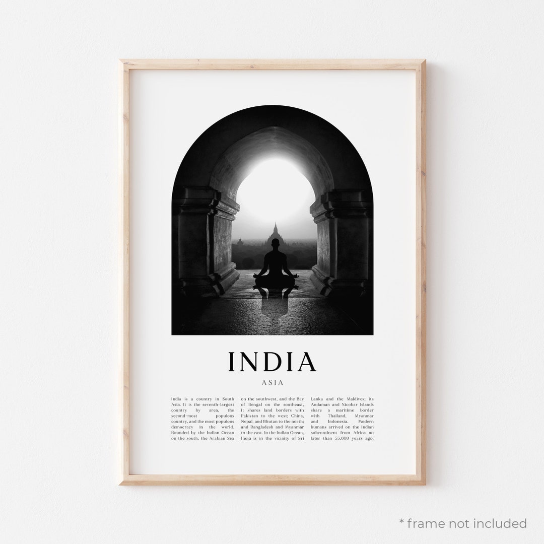India Art Print, India Poster, India Photo, India Wall Art, India Black ...