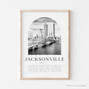 Jacksonville Art Print, Jacksonville Poster, Jacksonville Photo, Jacksonville Wall Art, Jacksonville Black and White, Florida | US13M