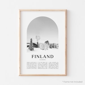 Impresión artística de Finlandia, póster de Finlandia, fotografía de Finlandia, arte mural de Finlandia, Finlandia en blanco y negro, Europa / EU32M