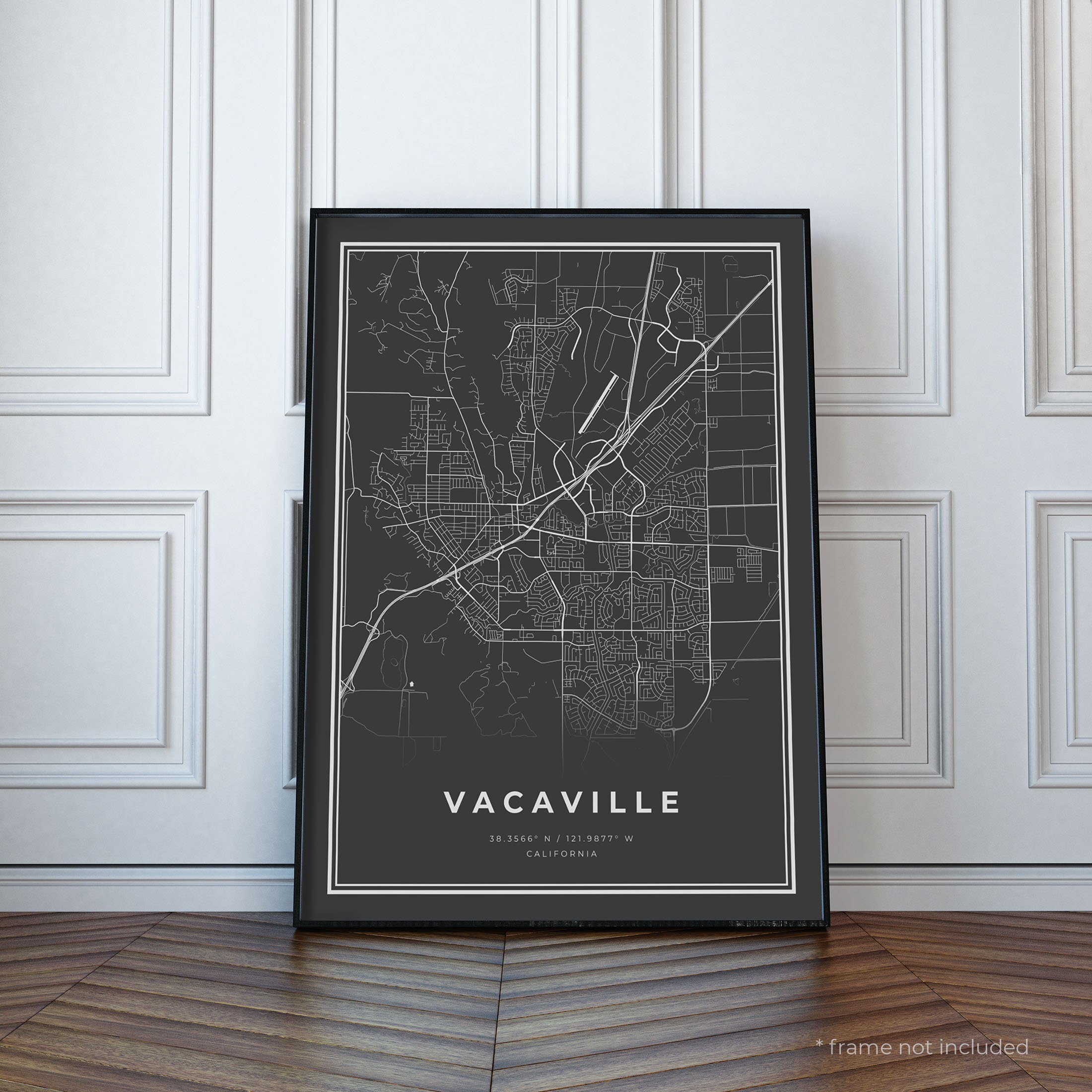 Vacaville Map Print Vacaville Black Map Poster Vacaville Etsy
