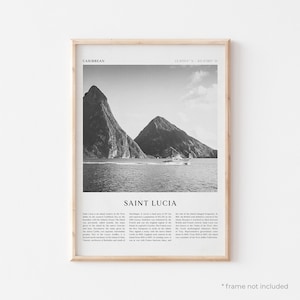 Impressão de arte de Santa Lúcia, pôster de Santa Lúcia, foto de Santa Lúcia, arte de parede de Santa Lúcia, Caribe, impressão de viagem, pôster vintage, arte boho | CA50