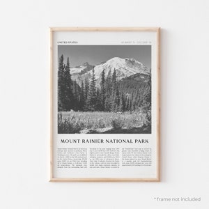 Impression d'art du parc national du mont Rainier, affiche du parc national du mont Rainier, États-Unis, impression de voyage, affiche vintage, art bohème | NA175
