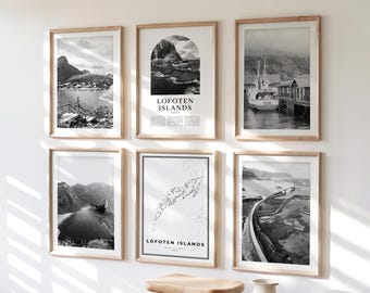 Lofoten Islands Gallery Wall Art - Set of 6, Lofoten Islands Black and White Photo, Lofoten Islands Posters, Lofoten Islands Print, Norway