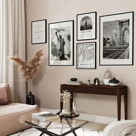 アンティークな部屋/interior art frame/ New York New York Gallery Wall Art - Set of 6, New York Black and White