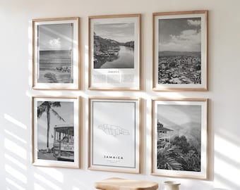 Jamaica Gallery Wall Art Set of 6 - Black and White Photo Prints