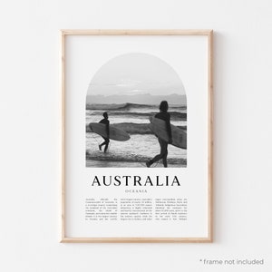 Impresión artística de Australia, póster de Australia, fotografía de Australia, arte mural de Australia, Australia en blanco y negro, Oceanía / CN83M