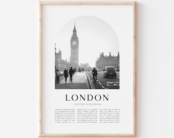 London Art Print, London Poster, London Photo, London Wall Art, London Black and White, United Kingdom | EU166M
