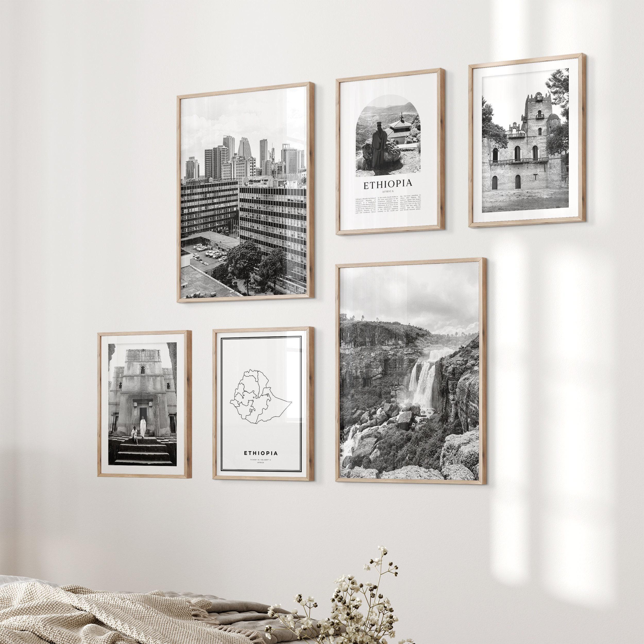 Ethiopia Gallery Wall Art - Set of 6, Ethiopia Black and White Photo ...