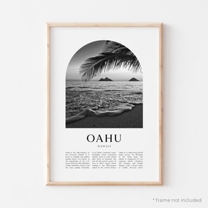 Oahu Art Print, Oahu Poster, Oahu Photo, Oahu Wall Art, Oahu Black and White, Hawaii | NA20M