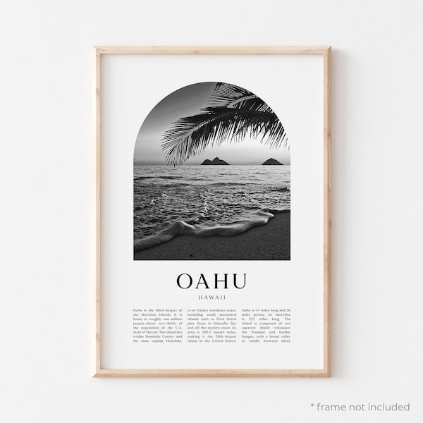 Oahu Art Print, Oahu Poster, Oahu Photo, Oahu Wall Art, Oahu Black and White, Hawaii | NA20M