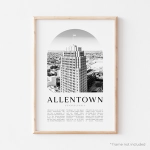Allentown Art Print, Allentown Poster, Allentown Photo, Allentown Wall Art, Allentown Black and White, Pennsylvania US224M image 1