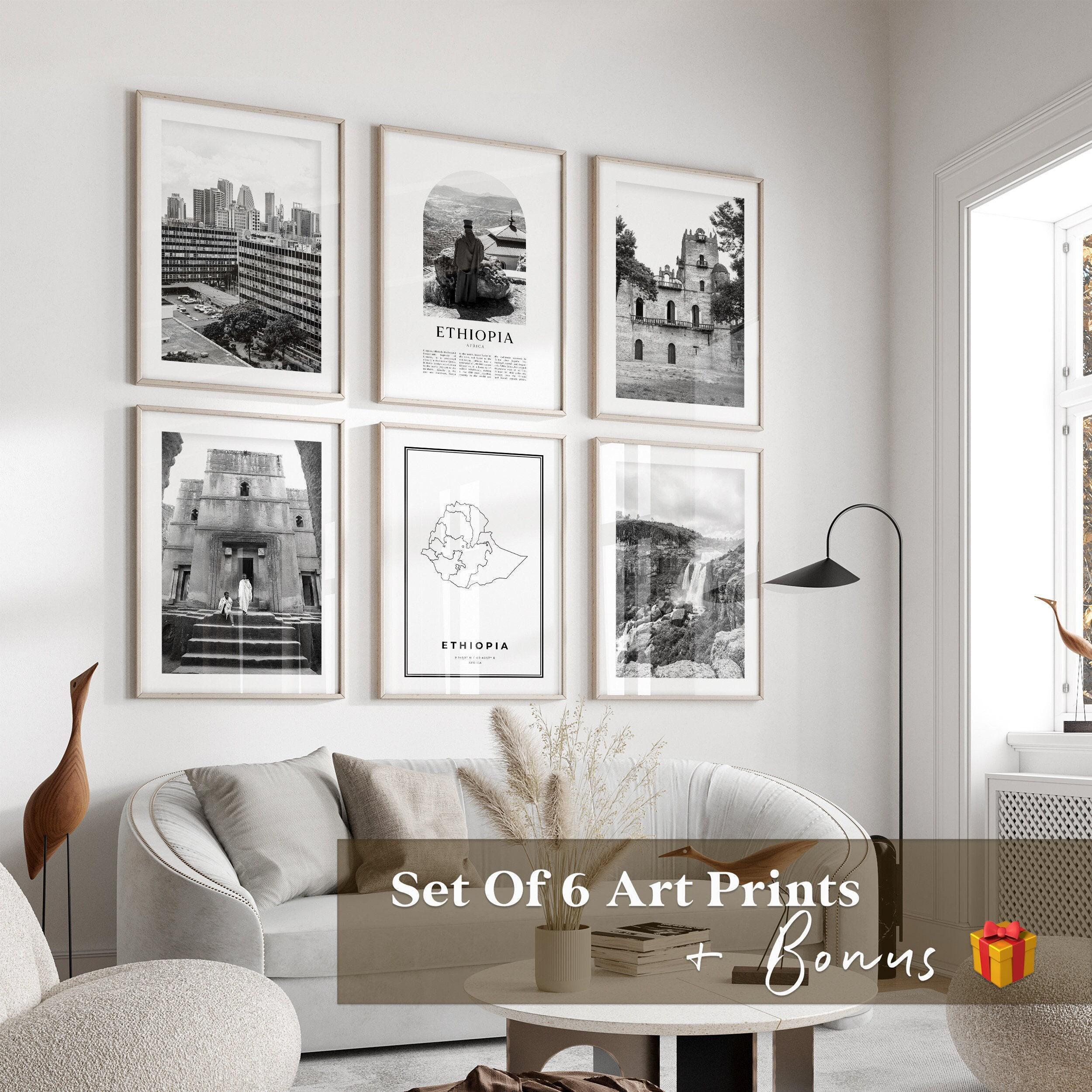 Ethiopia Gallery Wall Art - Set of 6, Ethiopia Black and White Photo ...