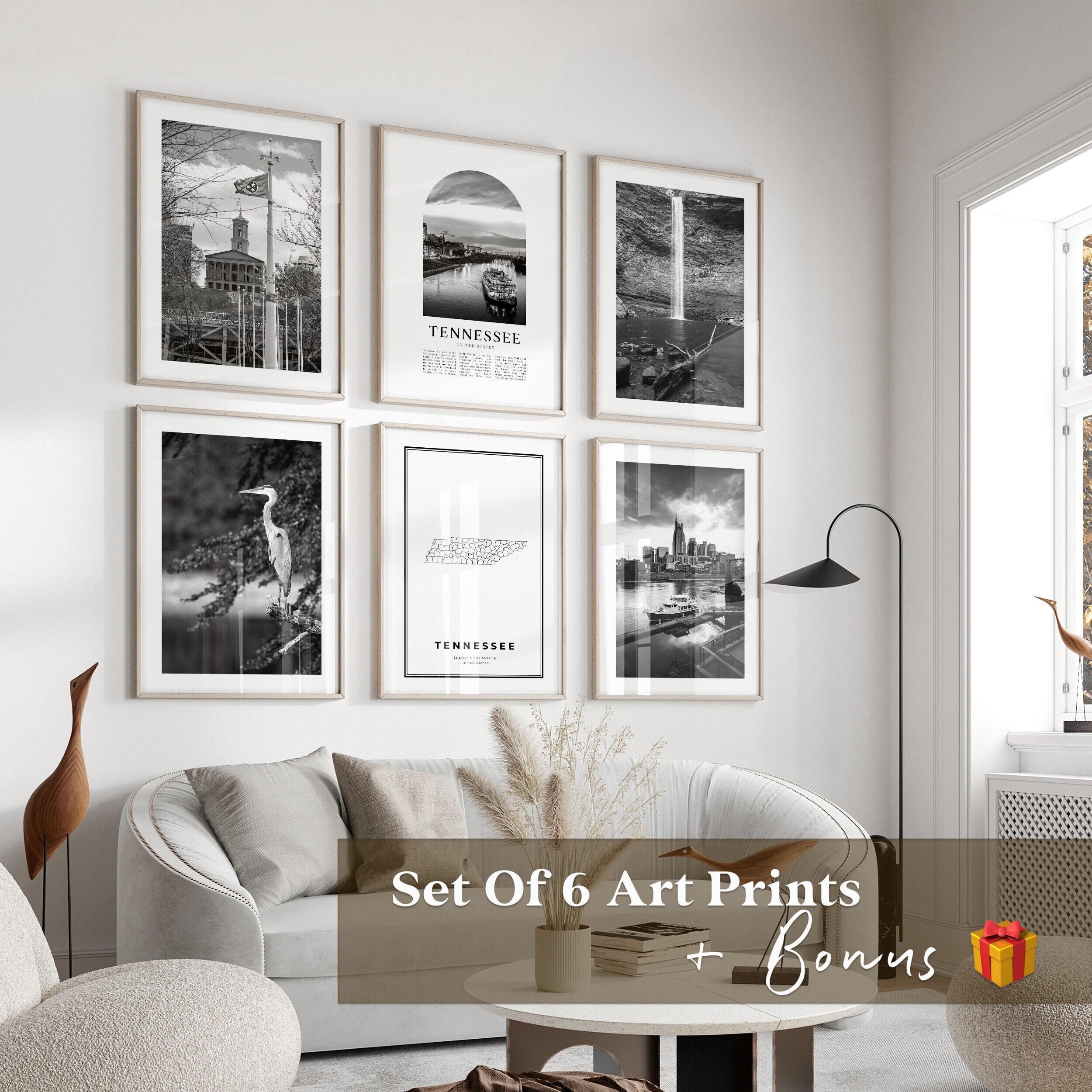 Tennessee Gallery Wall Art - Set of 6, Tennessee Black and White Photo, Tennessee Posters, Tennessee Prints, United States