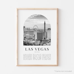 Impresión artística de Las Vegas, póster de Las Vegas, fotografía de Las Vegas, arte mural de Las Vegas, Las Vegas en blanco y negro, Nevada / NA06M