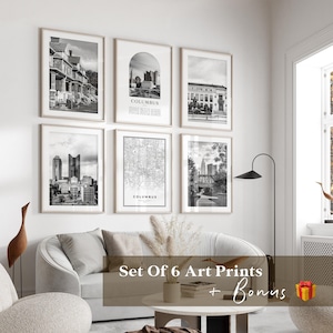 Columbus Gallery Wall Art - Set of 6, Columbus Black and White Photo, Columbus Posters, Columbus Prints, Ohio