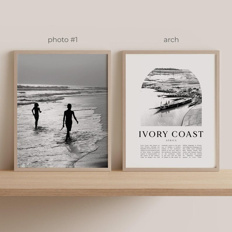 Ivory Coast Gallery Wall Art - Set of 6, Ivory Coast Black and White ...