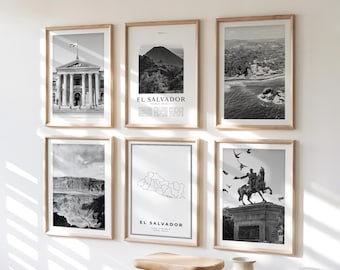 El Salvador Gallery Wall Art - Set of 6, El Salvador Black and White Photo, El Salvador Posters, El Salvador Collection, Central America