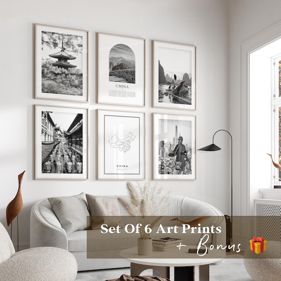 China Gallery Wall Art Set of 6 – Black and White Photo Prints - Etsy