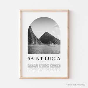 Saint Lucia Art Print, Saint Lucia Poster, Saint Lucia Photo, Saint Lucia Wall Art, Saint Lucia Black and White, Caribbean | CA50M