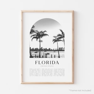 Stampa artistica della Florida, poster della Florida, foto della Florida, arte murale della Florida, Florida in bianco e nero, Stati Uniti / NA91M