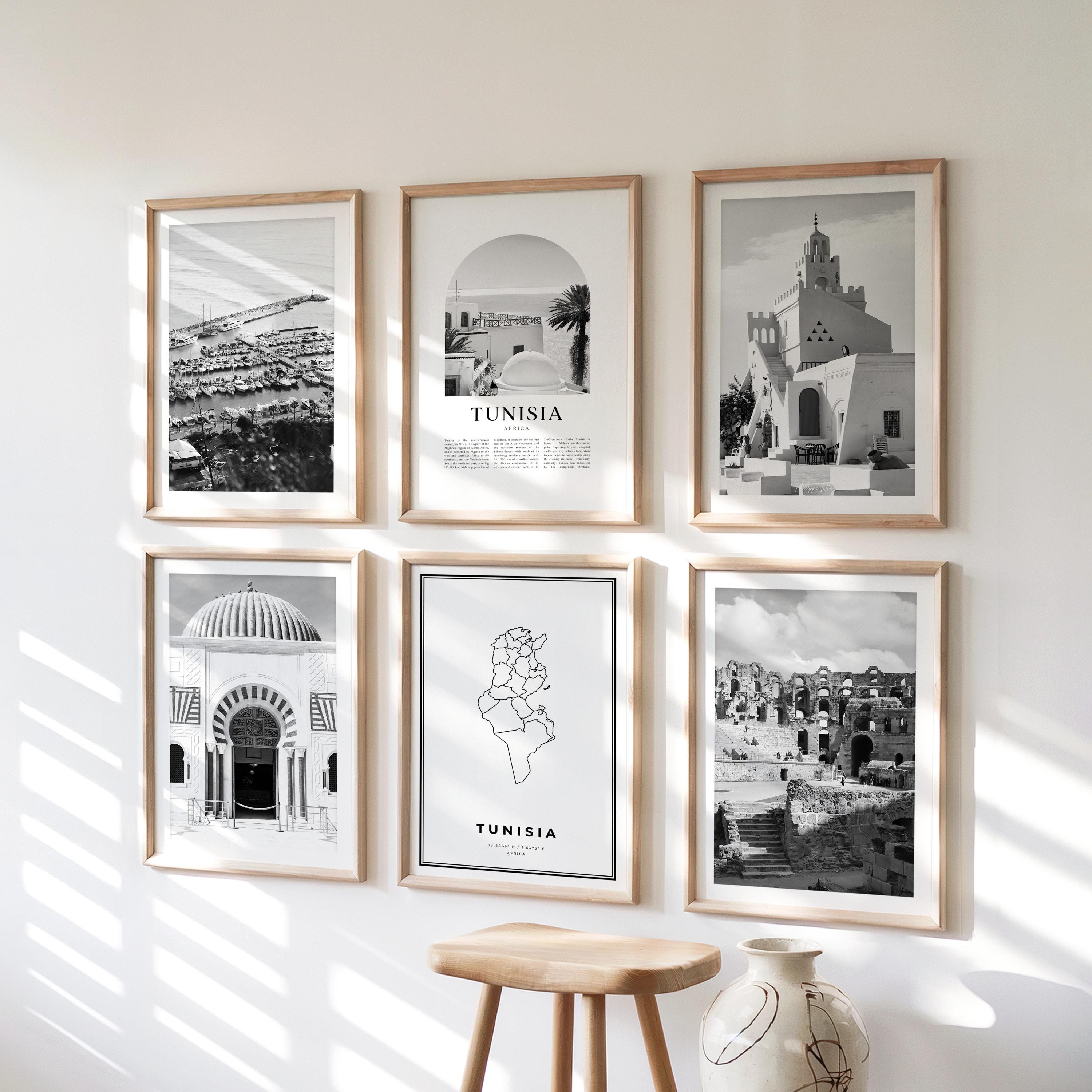 Tunisia Gallery Wall Art - Set of 6, Tunisia Black and White Photo