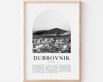 Dubrovnik Art Print, Dubrovnik Poster, Dubrovnik Photo, Dubrovnik Wall Art, Dubrovnik Black and White, Croatia | EU173M
