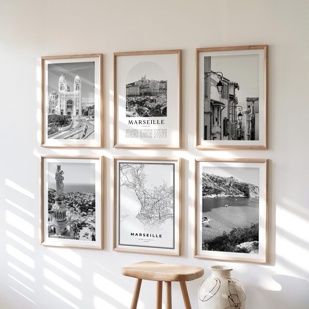 Marseille Gallery Wall Art - Set of 6, Marseille Black and White Photo ...