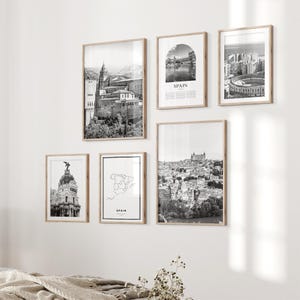 Spain Gallery Wall Art Set of 6 – Black and White Photo Prints image 3