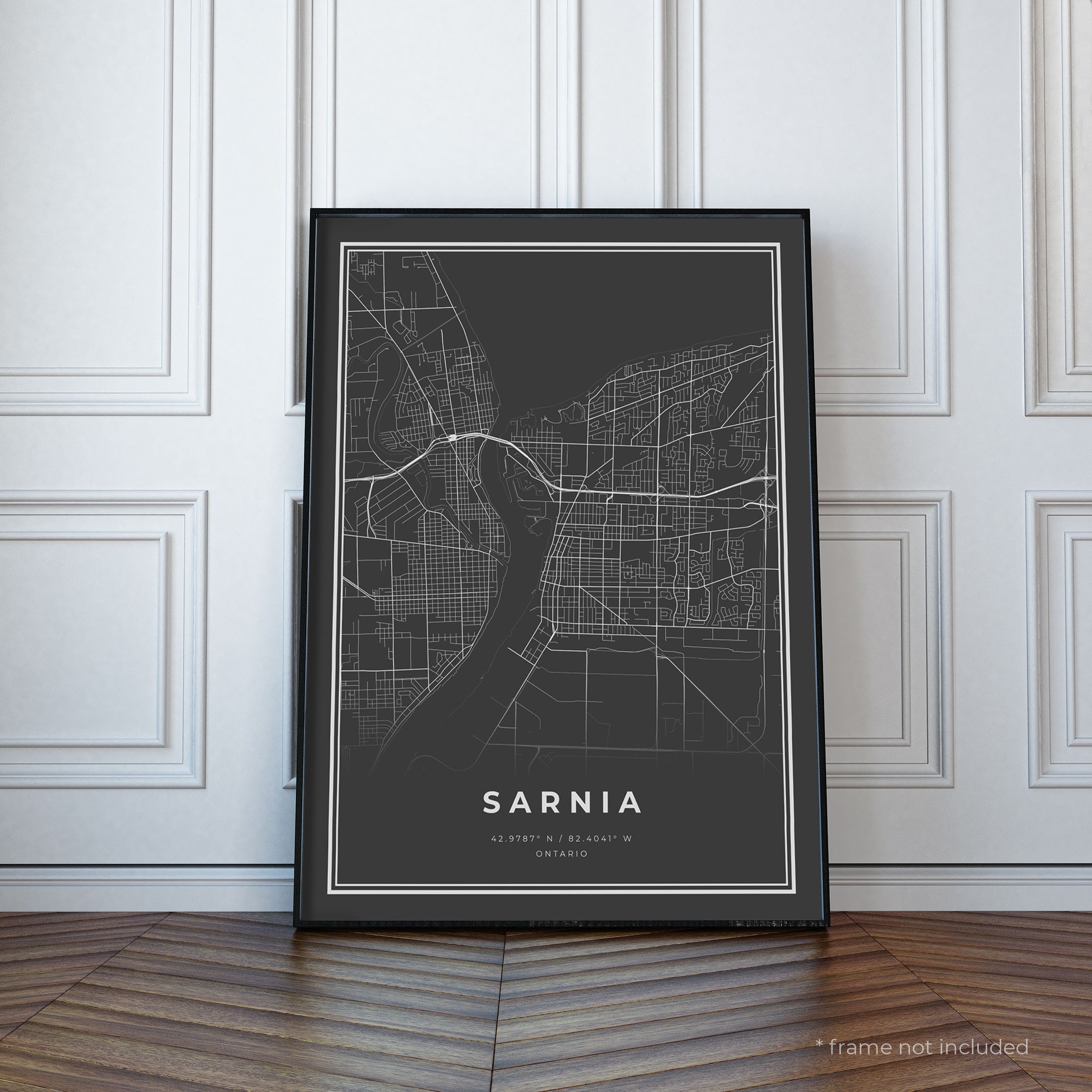 Sarnia Map Print Sarnia Black Map Poster Sarnia Dark Map Etsy