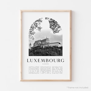 Luxembourg Art Print, Luxembourg Poster, Luxembourg Photo, Luxembourg Wall Art, Luxembourg Black and White, Europe | EU72M
